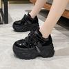 Zapatos Casuales de Otoño Transpirables de Suela Gruesa Zapatillas Deportivas de Cuero Grueso para Mujer Plataforma Alta de 8 cm Zapatos Deportivos