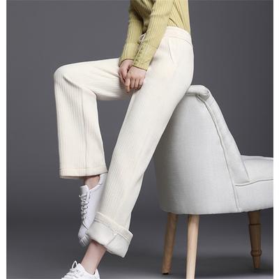 Casual Warm Corduroy Wide Leg Pants Women Korean HIgh Waist Loose Straight Pants Female 2021 Thickening Velvet Trouser Clothe