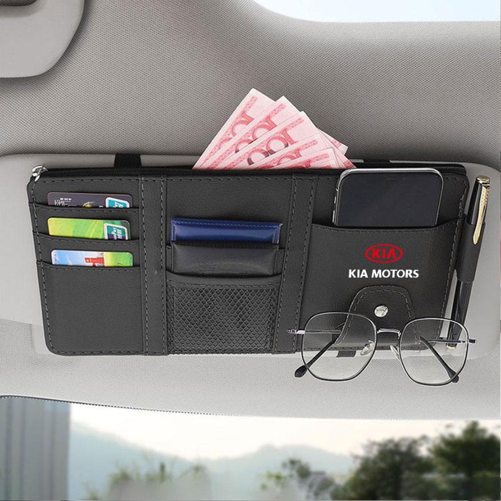 Car Sun Visor Organizer Glasses Clip Pocket Card Storage For KIA Sportage Ceed Sorento Cerato Optima Picanto Rio Soul k5 StonicYJ1