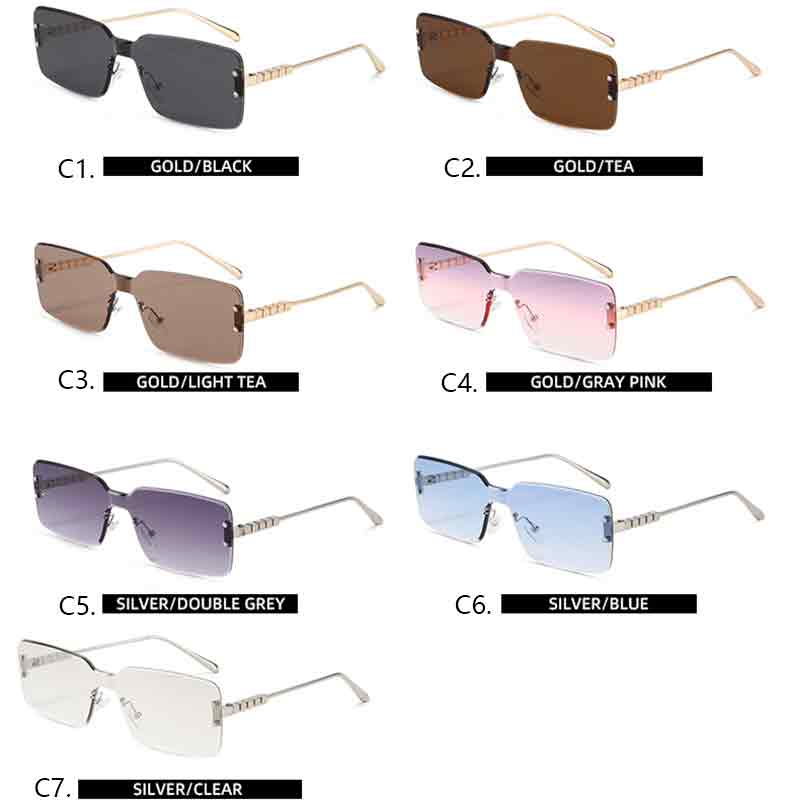 Metal Square Frameless Sunglasses For Men Women Outdoor Shades Anti UV Sun Glasses