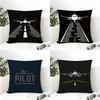 Black Pattern For Airplane Pilots Pillow Case Natural Linen Double-Sided Printing Sofa Home Decor Cushion Cover