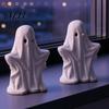 Halloween Ghost Decor Figurine, Spooky Cute Statue, Retro White Decorative Fireplace Accents Ornament for Home Tabletop Party Decorations Unique Gift