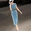 Elegant Sleeveless V-Neck Slit Midi Dress