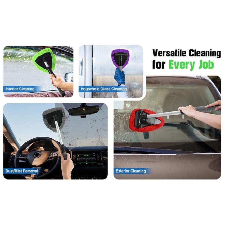 Windshield Cleaning Set Features Telescoping Rod And 6 Washable Microfiber Cleaning Pad