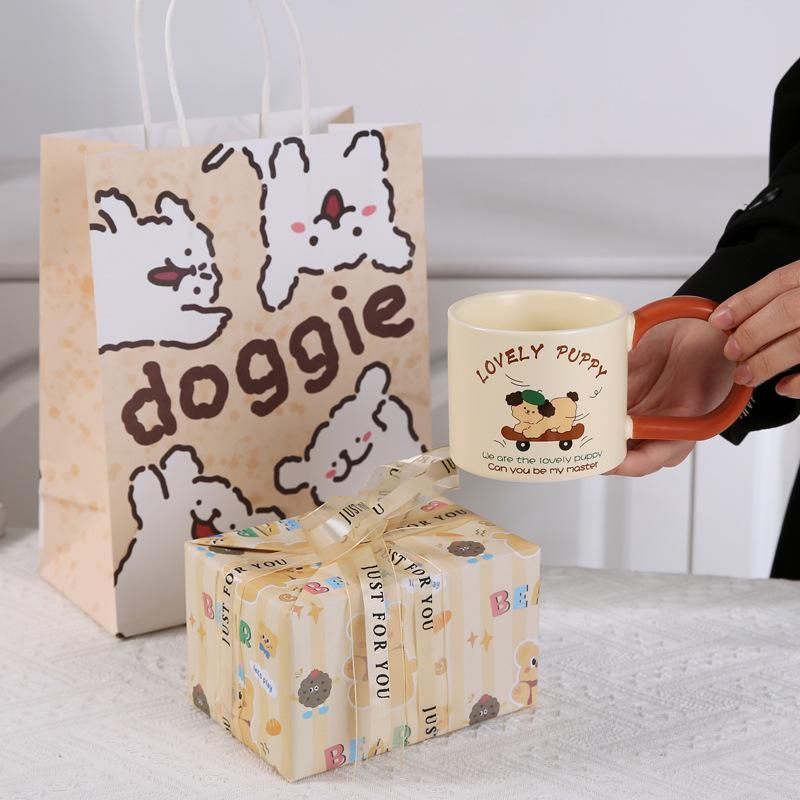Ceramic Mug Wide Handle Couple Coffee Cup Cute Animal Opening Event Gift Breakfast Cup
