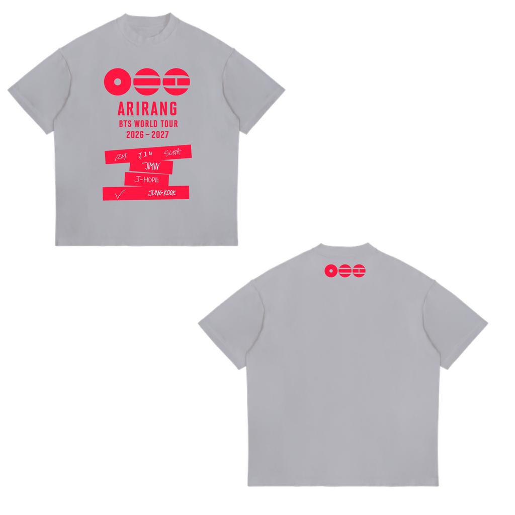 World Tour Arirang BTS Graphic T-shirt Men Women Oversized Streetwear Y2k Hip Hop High Quality Cotton Short Sleeve Casual Loose Female Male Clothing