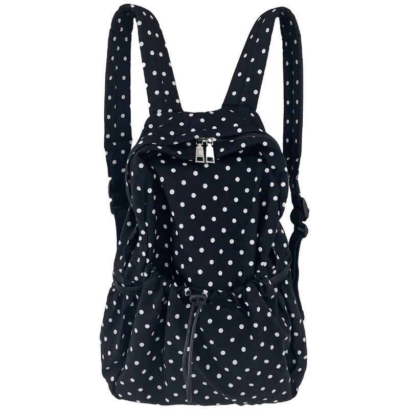 New backpack lightweight literary polka dot backpack girls campus wind drawstring pleated casual schoolbag