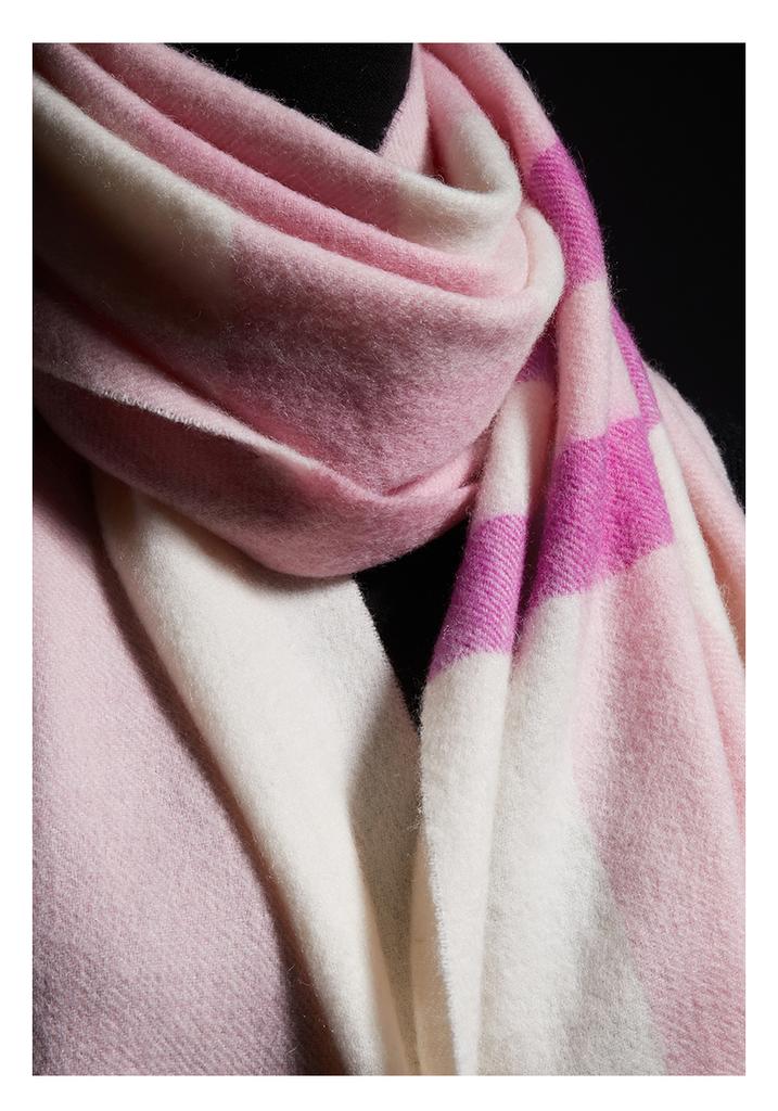Red Bean Pure Wool Shawl Women's Autumn and Winter New Style Warm and Cold Proof Fashion Versatile Checkered Shawl Scarf Dual Purpose