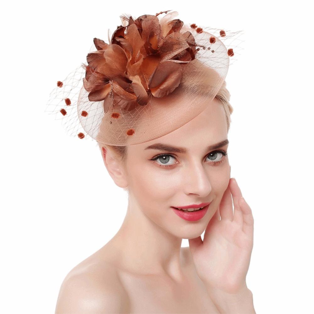 Feathers Mesh Fascinator Hat Elegant Bride Headdress Fashion Veil Hat Headwear  Wedding