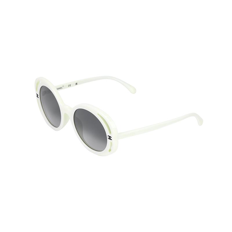 CHANEL Gradient Lenses Acetate Irregular Sunglasses Women's Beige