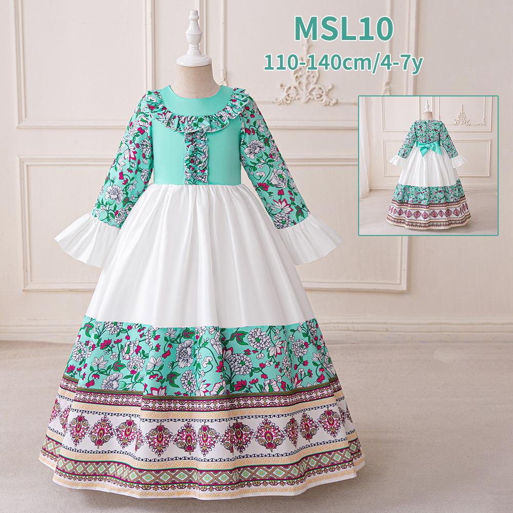 Flower Girl Princess Dress For Weddings Summer Kid Formal Bow Long Gown For School Evening Party Children New Year Cloth