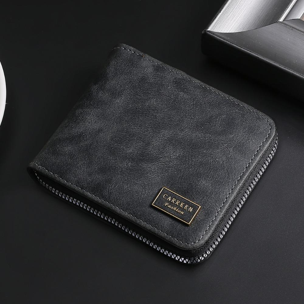 High Quality Simple Coin Purse Multifunctional Large Capacity Zipper Wallet Short Credit Card Bag Men