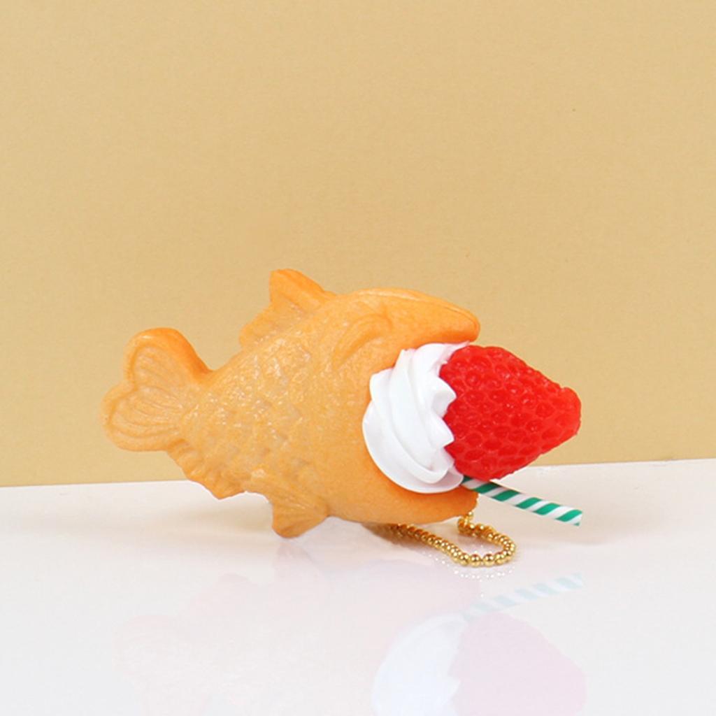 Set of 2 Stylish Faux Food Taiyaki Keyrings Sturdy PVC Fashion Accessory Portable for Anime Fans And Collectors