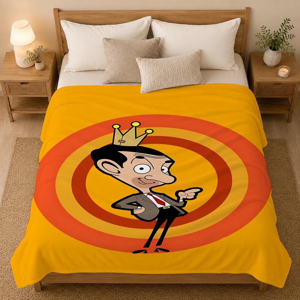 Mr Bean TV Character Throw 240g Flannel Blanket, Suitable for Sofas, Beds, Offices, Exquisite Gift Blankets