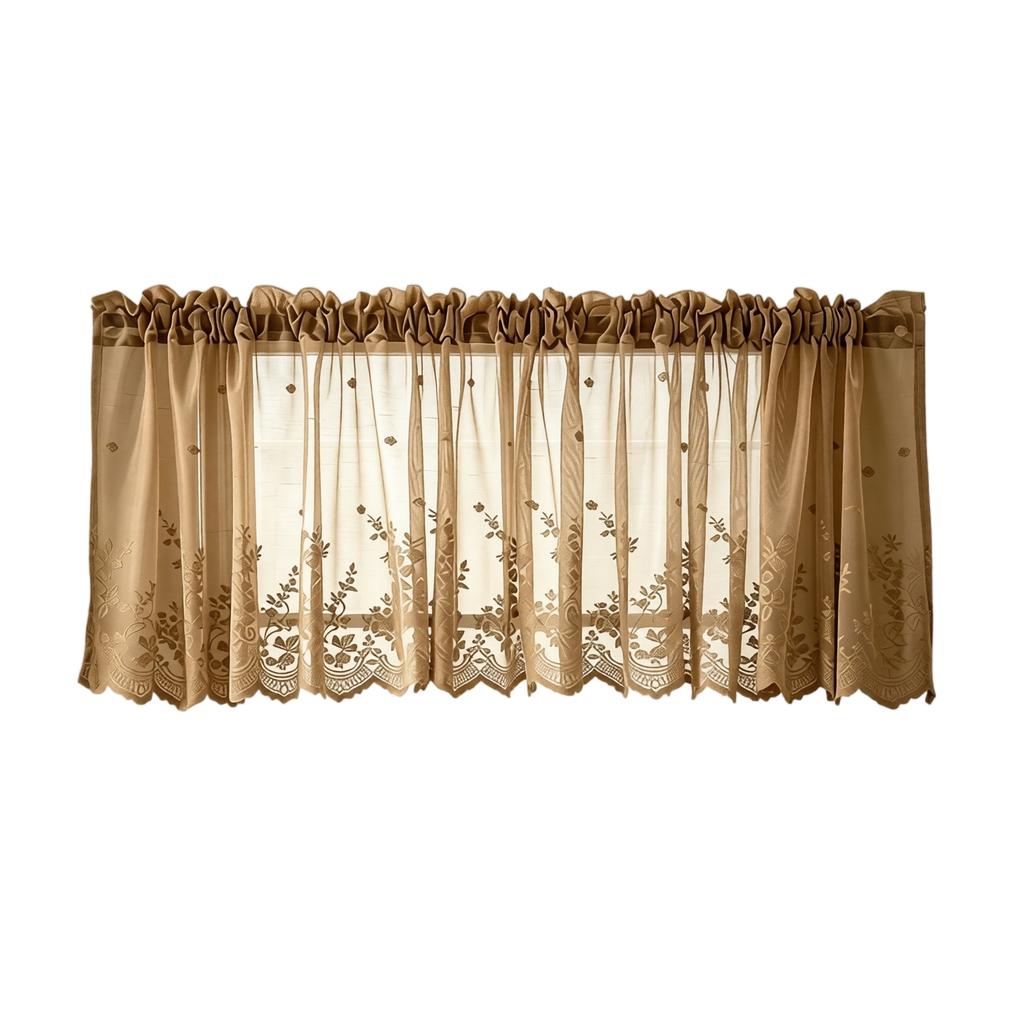 74x61cm Kitchen Window Curtain Lace Short Sheer Rod Pocket Valance Panel Lightweight Fabric for Small Windows