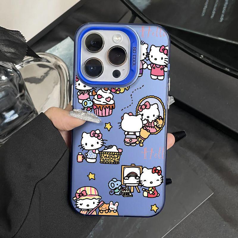 Applicable to Apple 11 mobile phone case iPhone11/11Pro cartoon color silver hard case Huawei p11 full screen kt cat