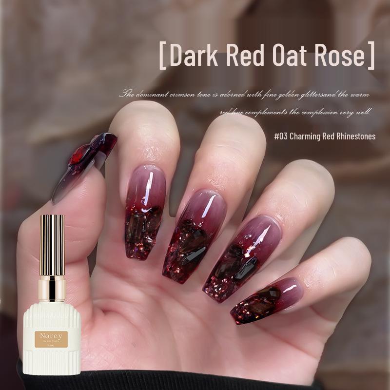 Super Flash Dark Night Rose Red Diamond Gel: Versatile Red Glitter Nail Art for Autumn/Winter