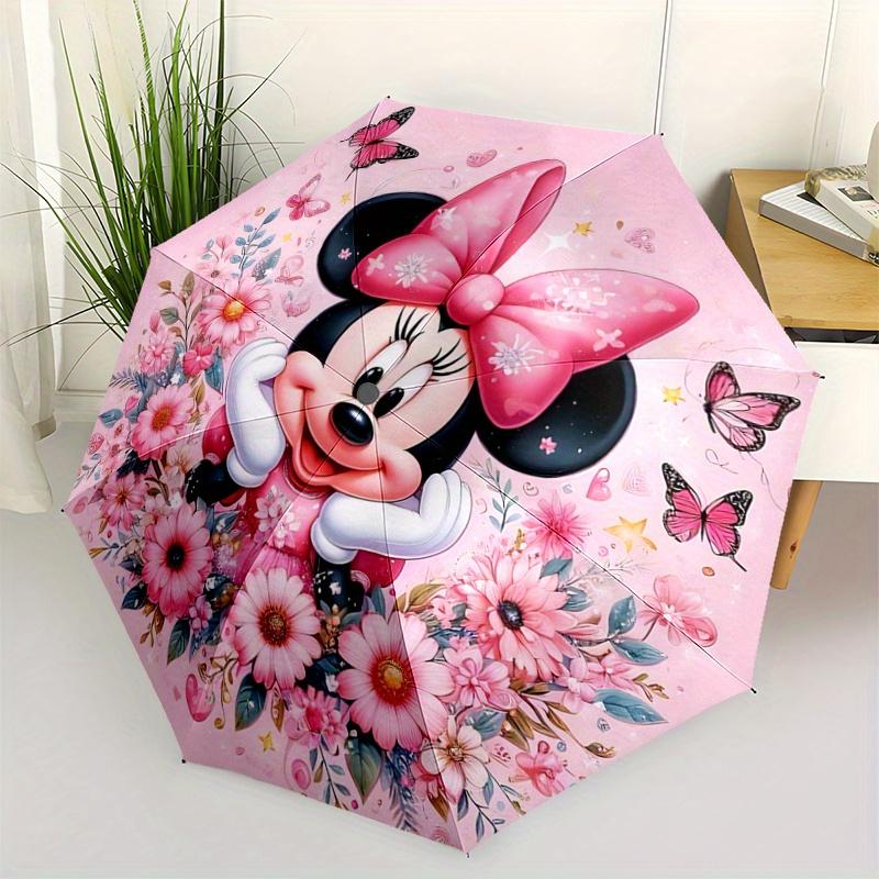 

1pc Minnie & Butterfly Pattern Umbrella, Fashionable, Personalized, High-Value Folding Umbrella, a Must-Have for Summer, 8-Rib Durable Iron