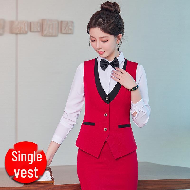 

Женский приталенный комплект жилета – Осенне-весенняя профессиональная рабочая форма с вышитым логотипом M