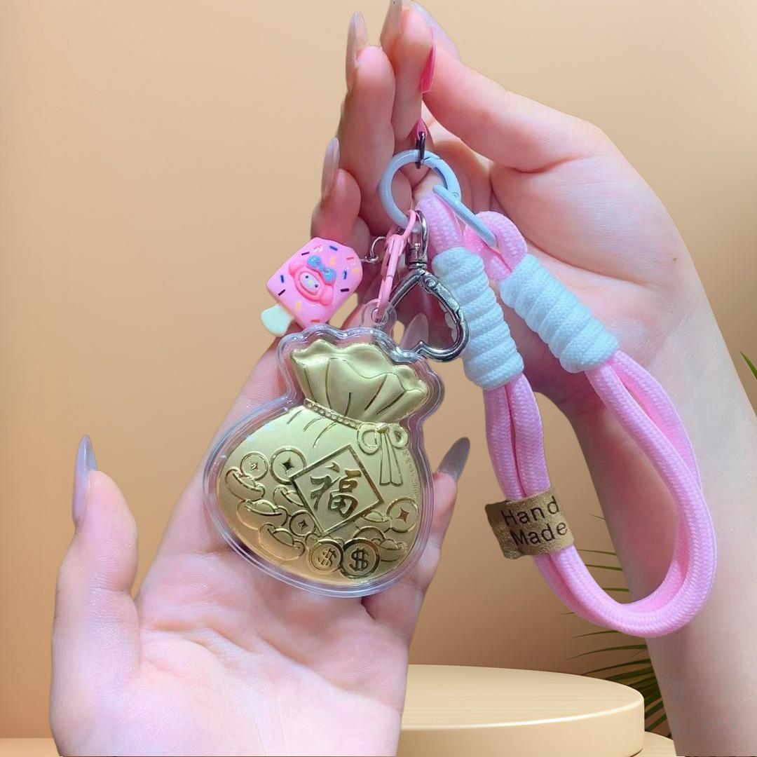

999 Pure Gold Lucky Bag Keychain with Lanyard - Perfect Gift for Girlfriend or Best Friend