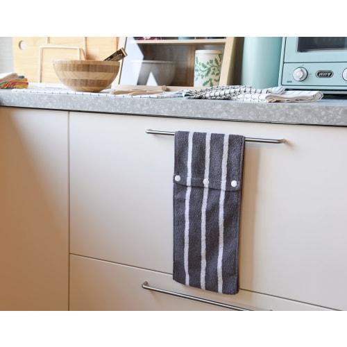 Kosugizen Schmale Waschlappen, Rollhandtücher, Gestreift, 2 Farben, 16 x 80cm, Praktische Größe, Knopfverschluss, Rollbar, 2er-Set, ZG-185-2