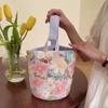 Korean Style Fresh Flower Bucket Bag Large Capacity Mummy Bag Sweet Canvas Handbag  Women