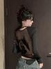 Gothic Y2k Vintage O-Neck Slim T-Shirts Women Chic Mesh Cyber See Through Crop Tops Female Korean Fashion Casual Clothing New