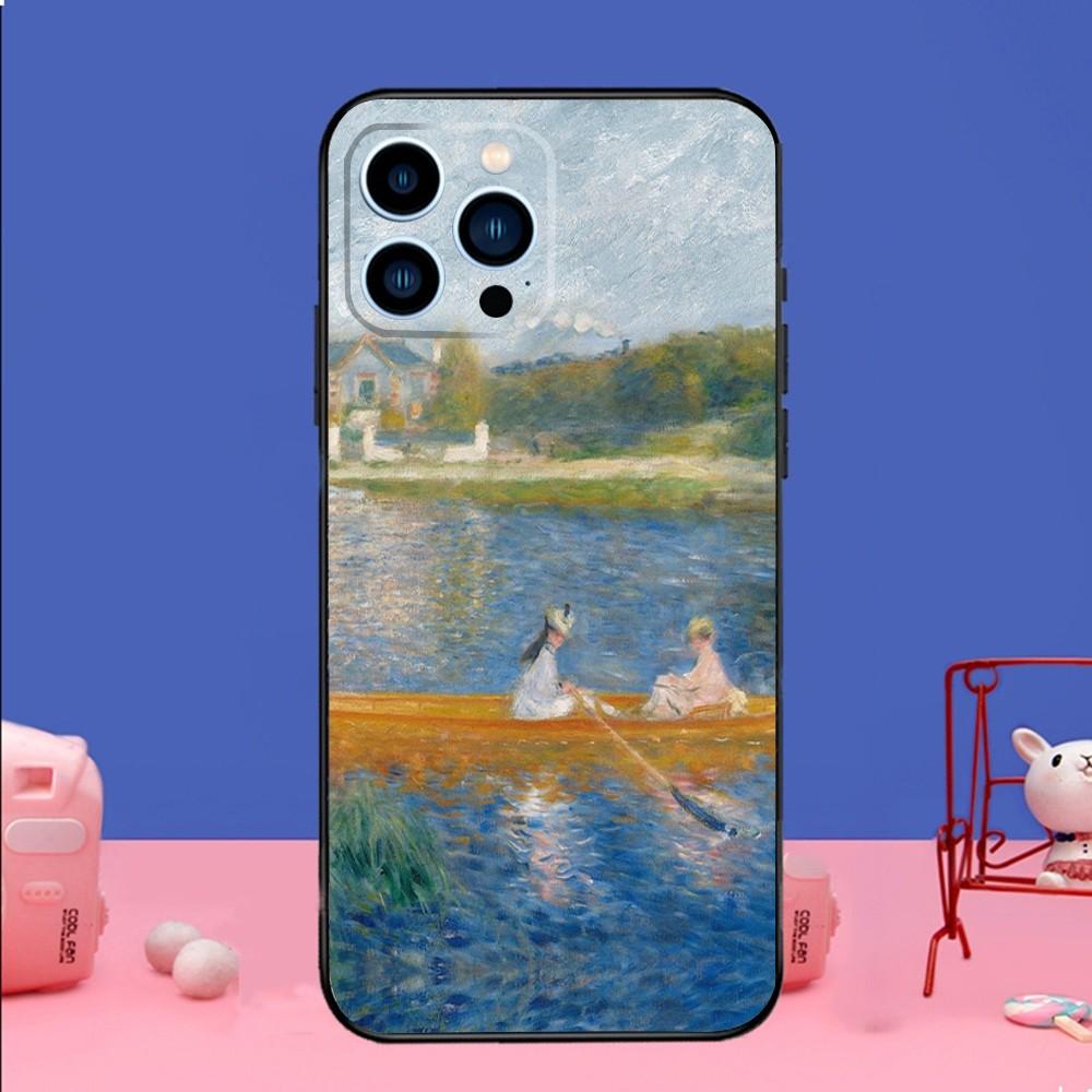 P-Pierre-Auguste Famous Paintings Renoir Phone Case For iPhone 16 15,14,13,12 Mini 11 Pro,XS,MAX,Plus Silicone Cover Soft black