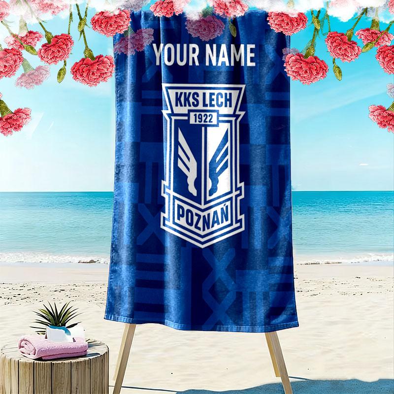 Custom KKS Lech Poznań Print Beach Towel, Large Soft Quick Dry Towel for Beach Camping Swimming