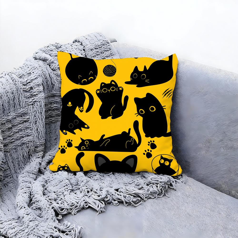 Chubby Cute Orange Cat Cushion Cover Premium Comfort Reversible Pillow Cove Two In One Design for Any Room Car Interior
