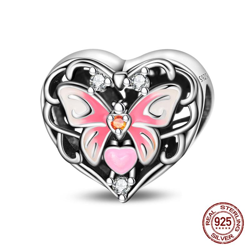 Copper Heart Beaded Wishing Bottle & Princess Crown Charms Fit Originalbracelet Diy Jewelry Making Women Gift