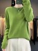 Women's 100% Wool Round Neck Sweater – Casual, Loose Knitwear, Minimalist Base Layer