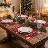 Holiday Party Supplies 4Pcs Christmas Linen Placemat Set, Cartoon Snowman Gingerbread Gnome Table Pattern Placemats Mat, Heat Resistant Place Mat for