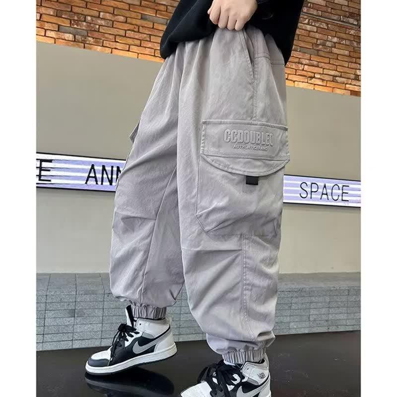 Trendy Boys' Cargo Pants - Casual, Loose Fit, Plus Velvet for Spring, Autumn, Winter