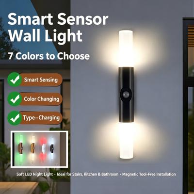 Wireless Sensor Night Light 3/7 Colors Changing Rechargeable Wall LED Lamp USB Charging Magnetic Sticker RGB Gradient Wall Lamp