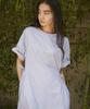 BETWEEN A AND B Waist Ribbon Stripe Long Dress [Blue]