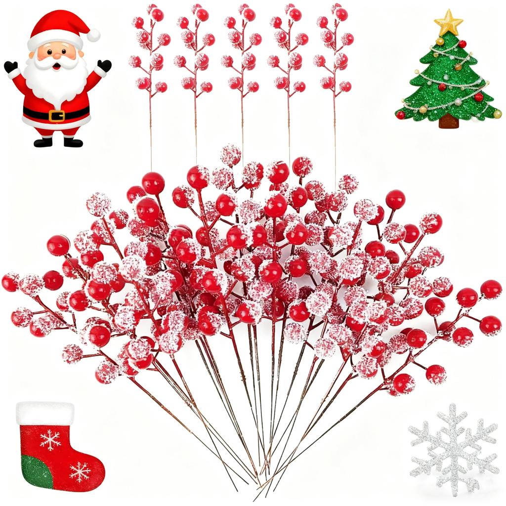 10/20Pcs Artificial Red Berry Stems Bouquet Christmas Tree Decorations for Home Room Decor DIY Crafts New Year Gifts Accessories