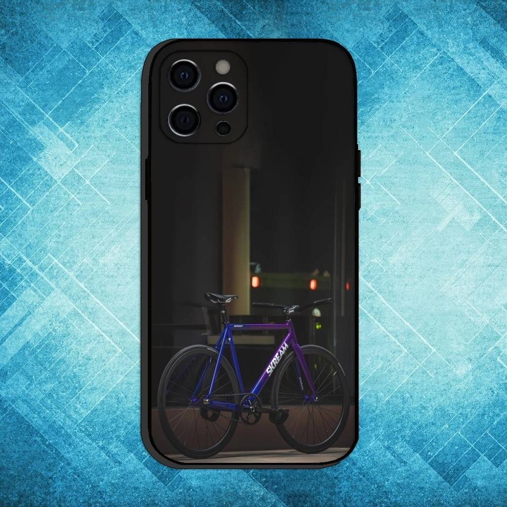 Fixie Bike Sports Phone Case For iPhone17,16,15,14,13,12,11 Plus,Pro Max Soft Black Cover