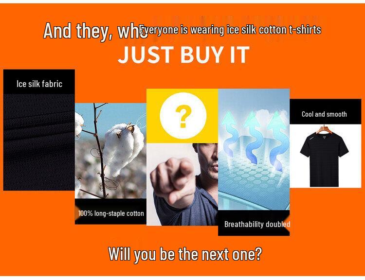 Men's & Women's Ultra-Thin Quick-Dry Ice Silk Short Sleeve Sports T-Shirt - Breathable, Sweat-Absorbent, High Elastic for Outdoor Use