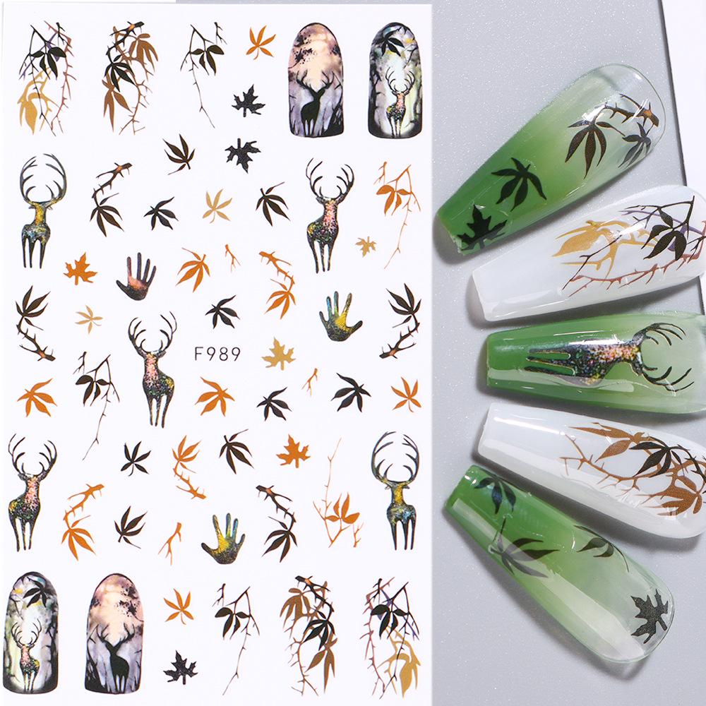 Autumn Maple Leaf Nail Stickers - Floral and Leaves Self-Adhesive Design