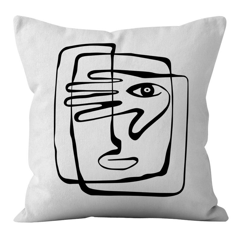 Nordic Ins Style Simple and Light Luxury Lines Black and White Plaid Pillow Case Pillow Lunch Break Pillow Sofa Cushion