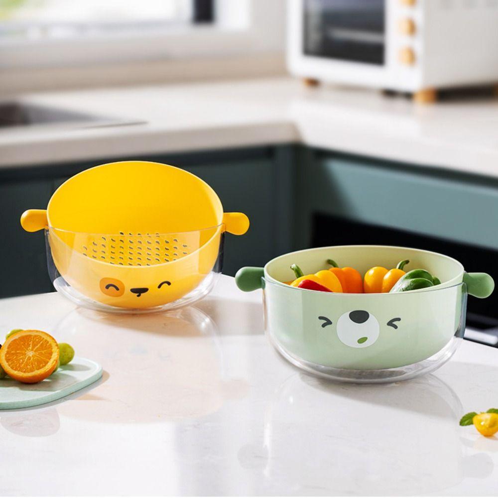 

Bilayer Drainage Basket Thickening Fruit Tray New Vegetable Cleaning Basket