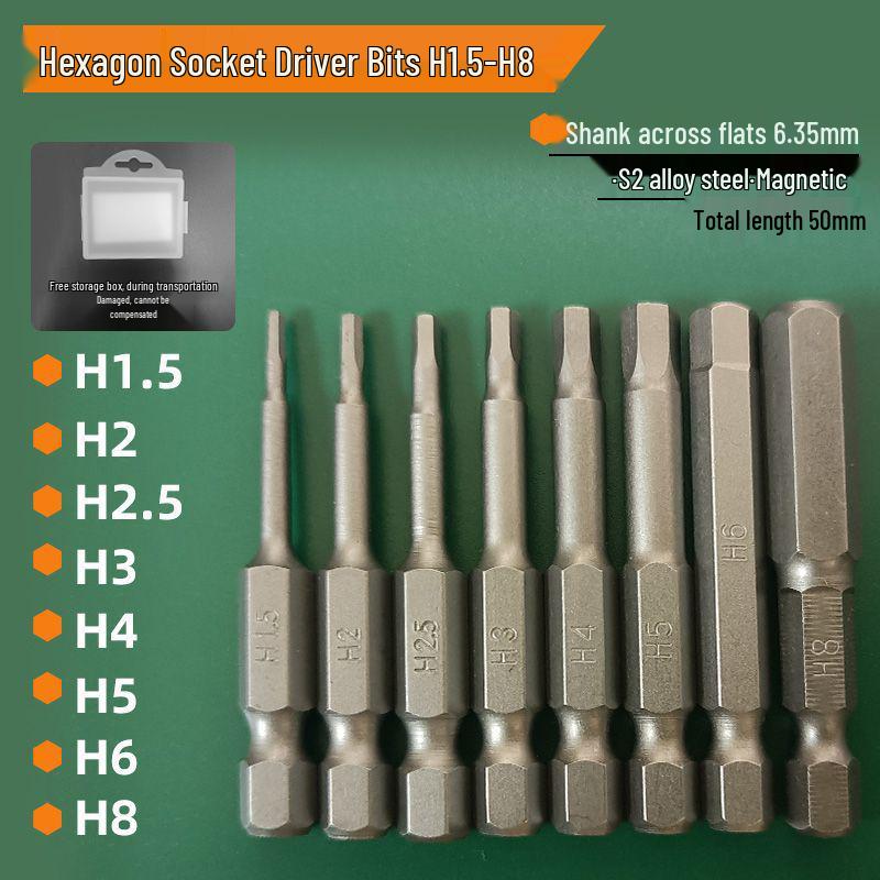 S2 Strong Magnetic Hex Socket Bit - High Strength, Shock Resistant for Hand Drills and Electric Screwdrivers