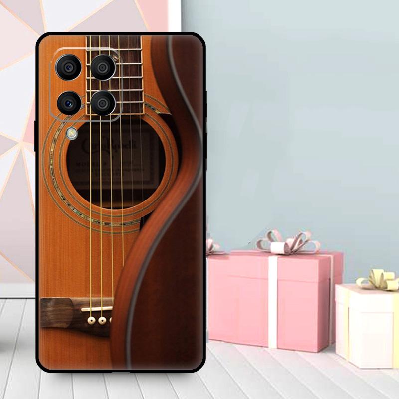 Classic Wood Guitar Case For Samsung Galaxy M06 M11 M31 M14 M34 M54 M12 M32 M52 M15 M13 M16 M36 M56 M53 M35 M55