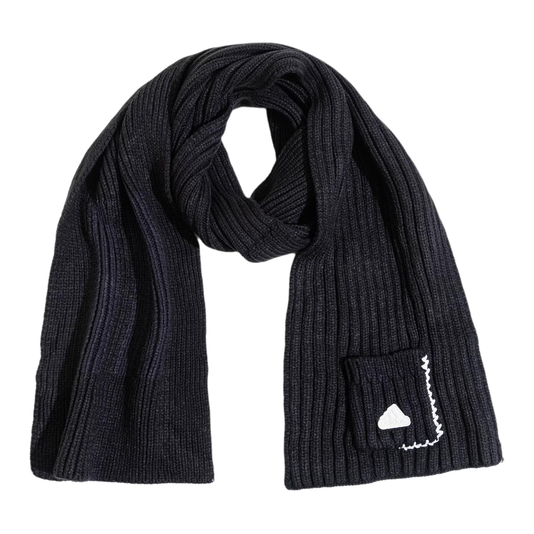 Adidas Brand Logo Knitted Fabric Knit Scarves Unisex Black JW1640 OSFM