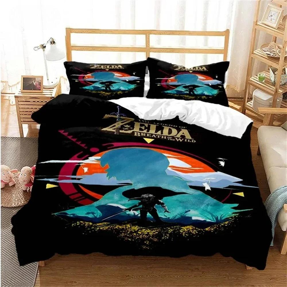 Anime Game Motif Microfibre Bedding Sets, Children's Birthday Gift with Zip Room Decor for Teenagers Adulte  Duvet Cover