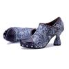 Johnature 2025 Autumn/Winter New Handmade Genuine Leather Splicing Printed Rivet Fashion Women's High Heels