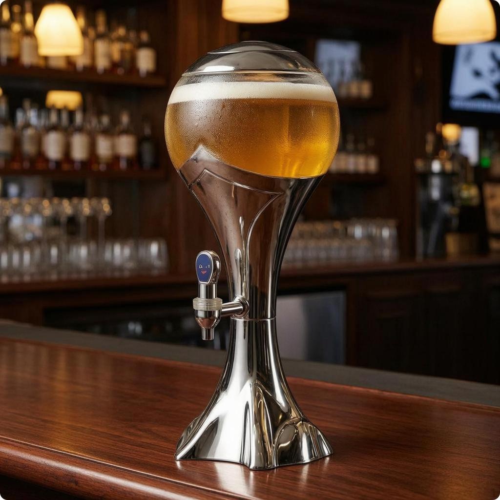 Beer Dispenser Pedestal Base Lighted Beverage Side Yellow 1.5L