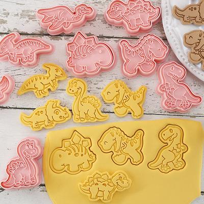8pcs Set Animal Cookie Cutters Dinosaur Type Stamp Embosser for Biscuit Pastry Bakeware Baking Cookies Molds Kitchen Accessories