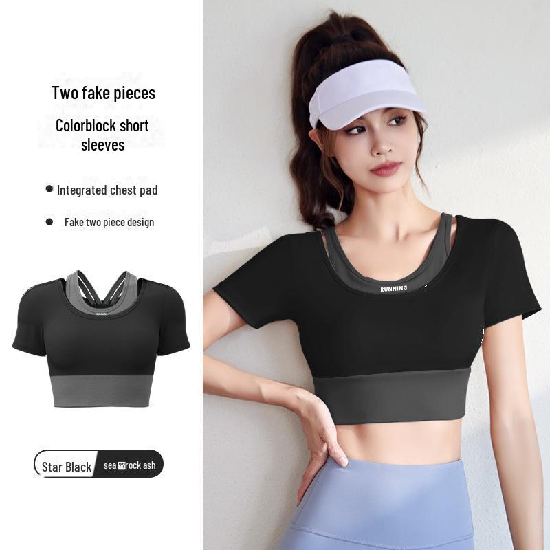 Juyitang Two-in-One Colorblock Yoga Suit - Bra-Free Fitness Apparel
